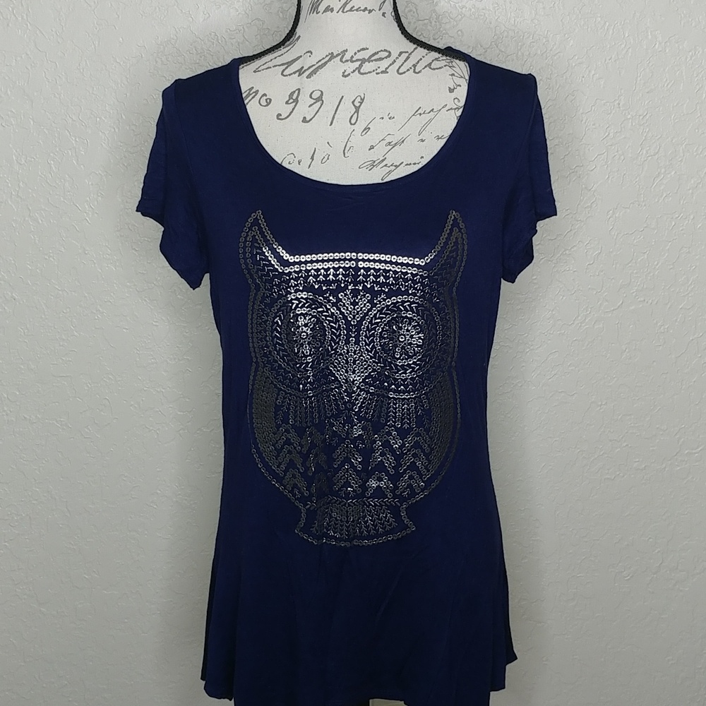 Velvet Skye Owl Graphic Shirt Blue Size S